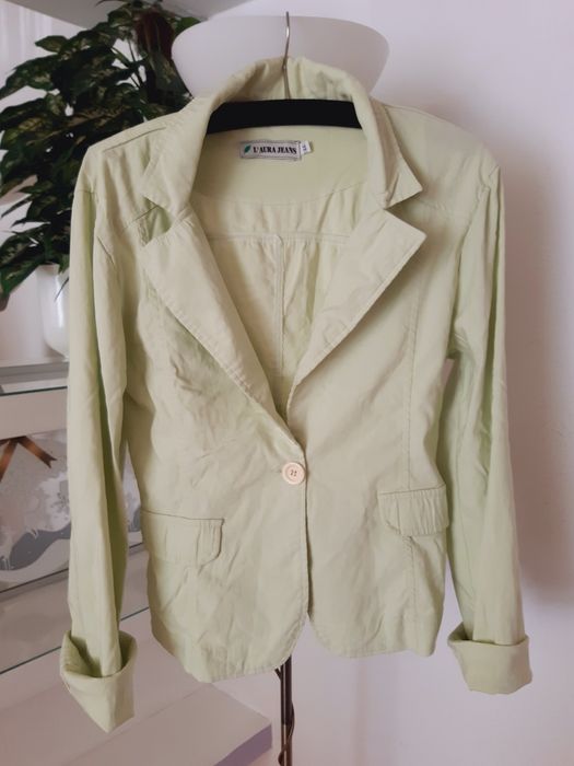 Seledynowy miętowy lekki żakiet marynarka damska M 38