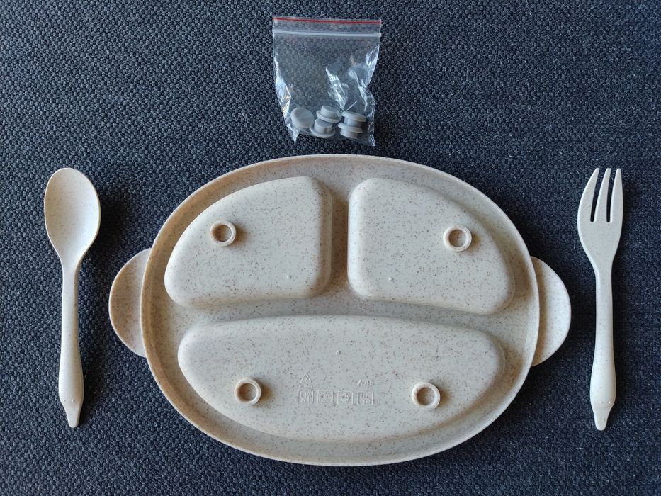 Conjunto Novo de Prato estilo Macaco e Talheres Ecológicos