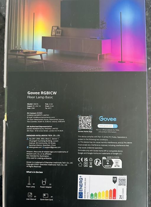 Candeeiro de pé Govee RGBICW com caixa completa Google Home / Alexa
