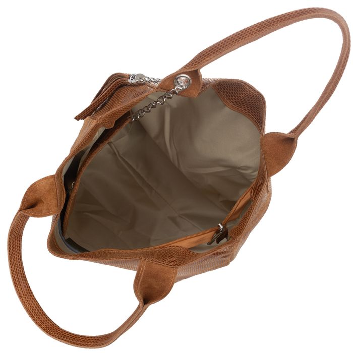 VERA PELLE torebka skórzana shopper lakierowana V588 c.bordowa