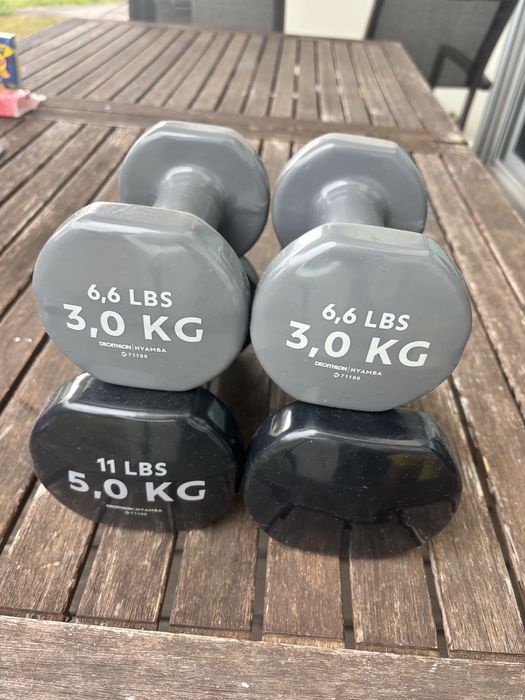 2 pesos , um de 3, 0’kg , outro de 5,0 kg