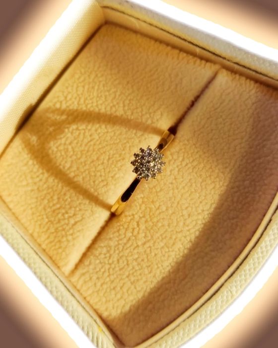 Pierścionek złoty 585 z diamentami złoto certyfikat 0,1ct zaręczynowy