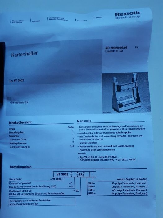 Card holder Rexroth VT3002-2X/32D
