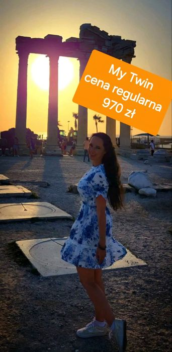 Biała niebieska sukienka My Twin boho kwiaty