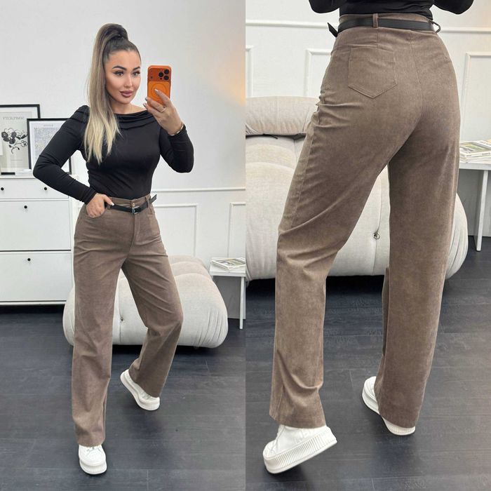 Жіночі вельветові прямі штани палаццо класичні брюки з вельвету