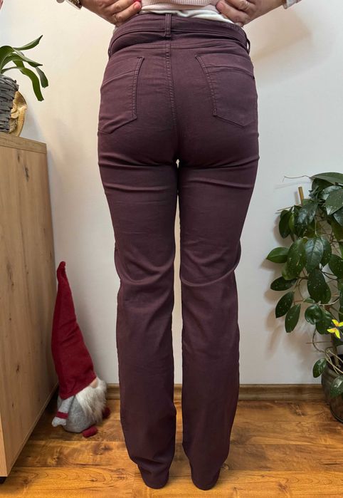 Szerokie straight fioletowe stretch spodnie jeansowe Cero Etage 38 M