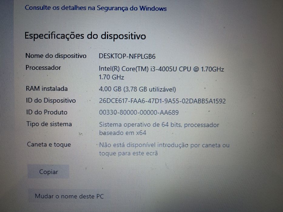 Portatil HP i3 64bits