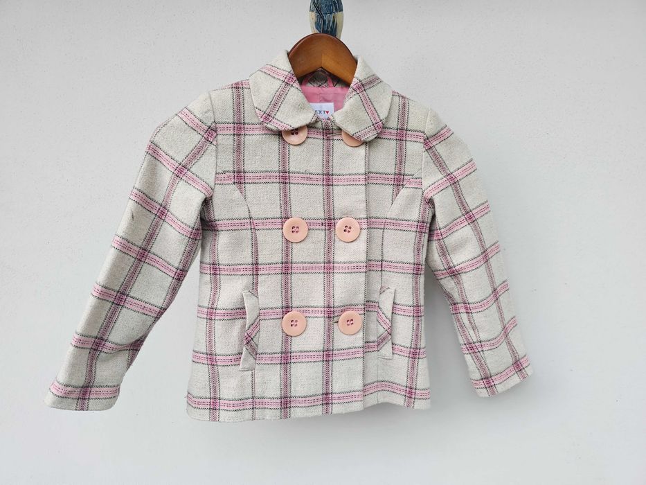 Next klasyczny płaszczyk w kratkę guziki kieszenie wełna wiskoza