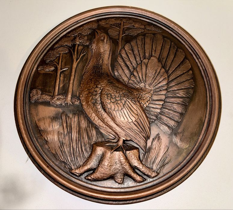 Płaskorzeźba Ścienna - Głuszec w Lesie Styl Myśliwski