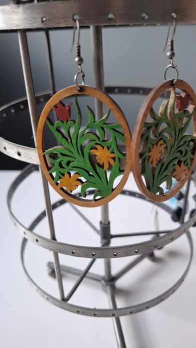 Kolczyki drewniane wiosenne