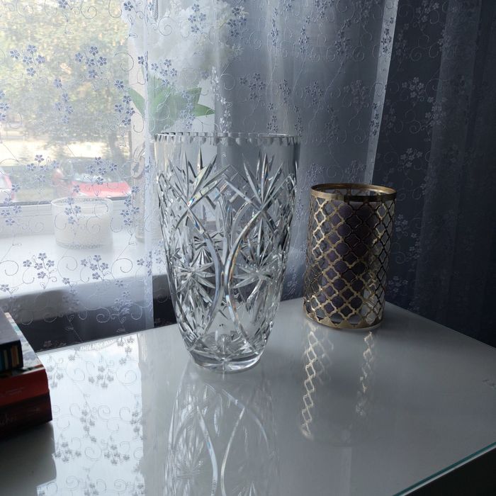 Wazon wysoki 29cm. Kryształ  z PRL-u ciężki