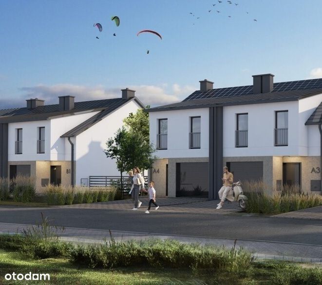 Nowość - Bliźniak  / Duża narożna działka / Garaż w bryle