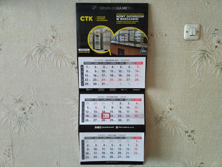 Kalendarz trójdzielny 2026