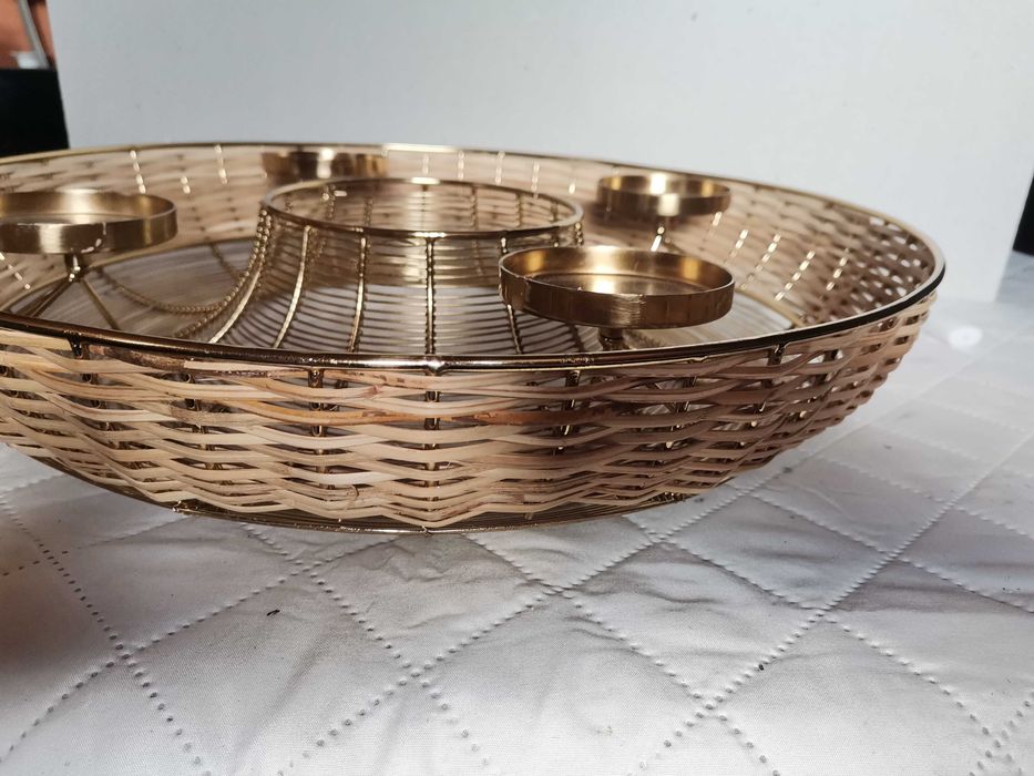 Duży złoty świecznik 4 swiece