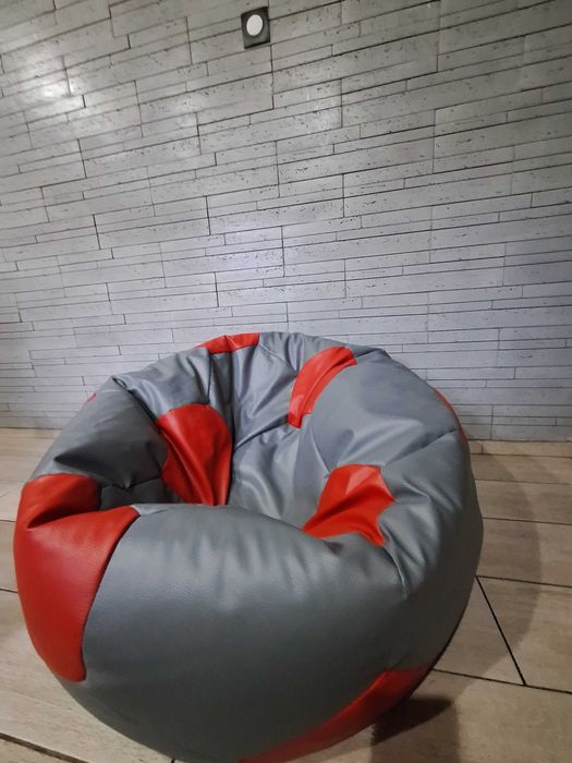 Pufa piłka duża czerwono-szara