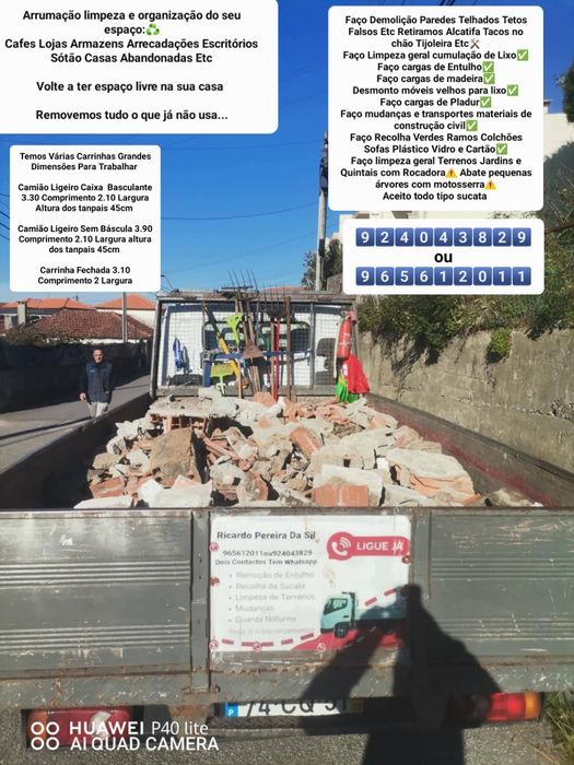 Faço demolições e Recolha de Entulho Madeira Pladur Resíduos Monos Etc