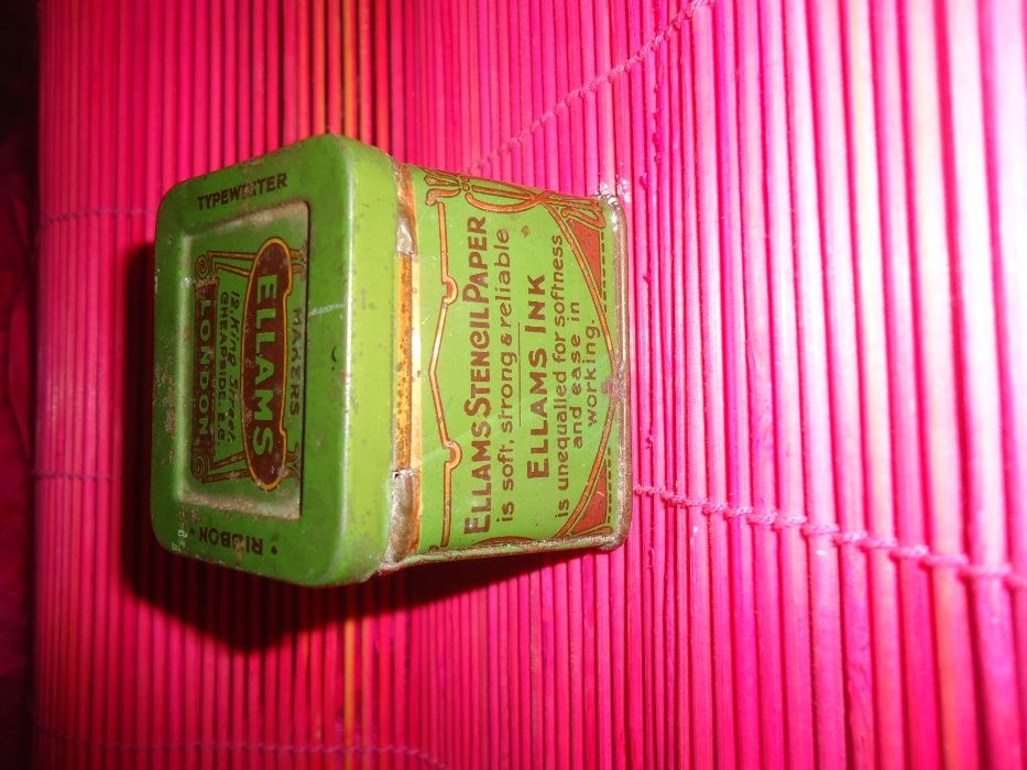 Vintage Caixa de Lata da Fita da Máquina de Escrever de ELLAMS