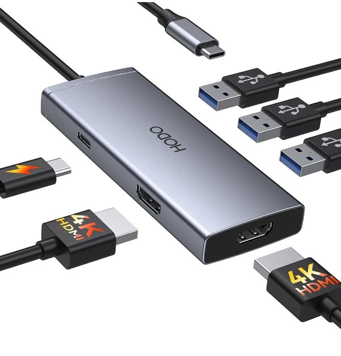 HODO Stacja dokująca USB C Hub do podwójnego adaptera HDMI