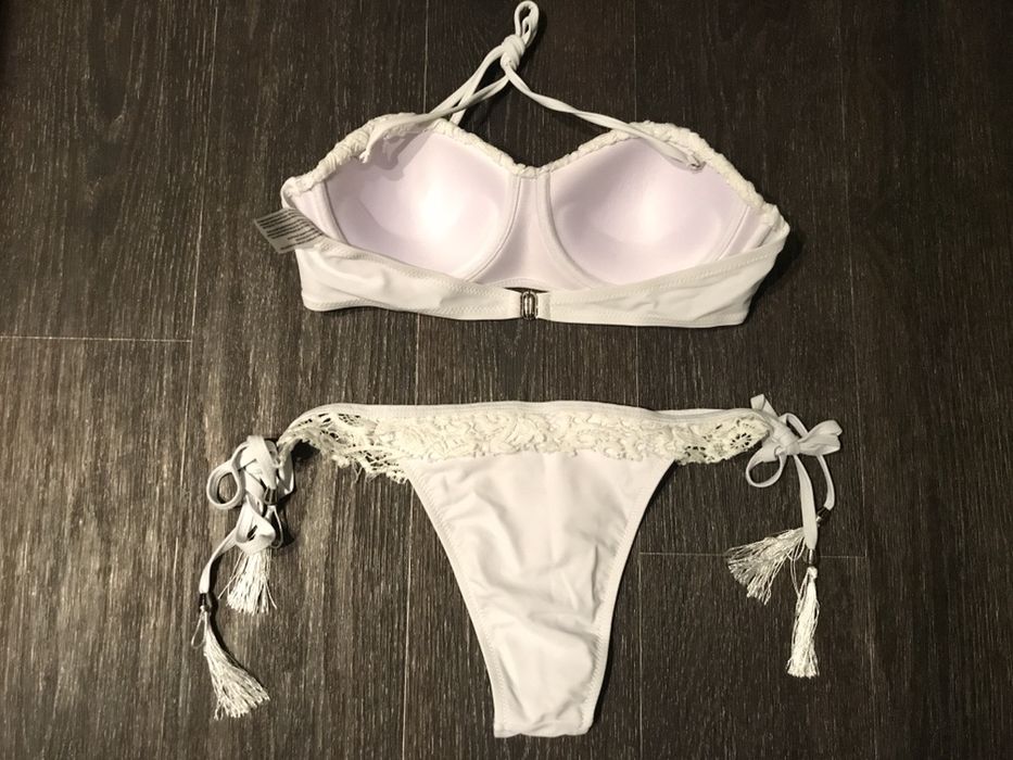 Купальник женский мята и белый ажур новинка s m р пуш ап push up