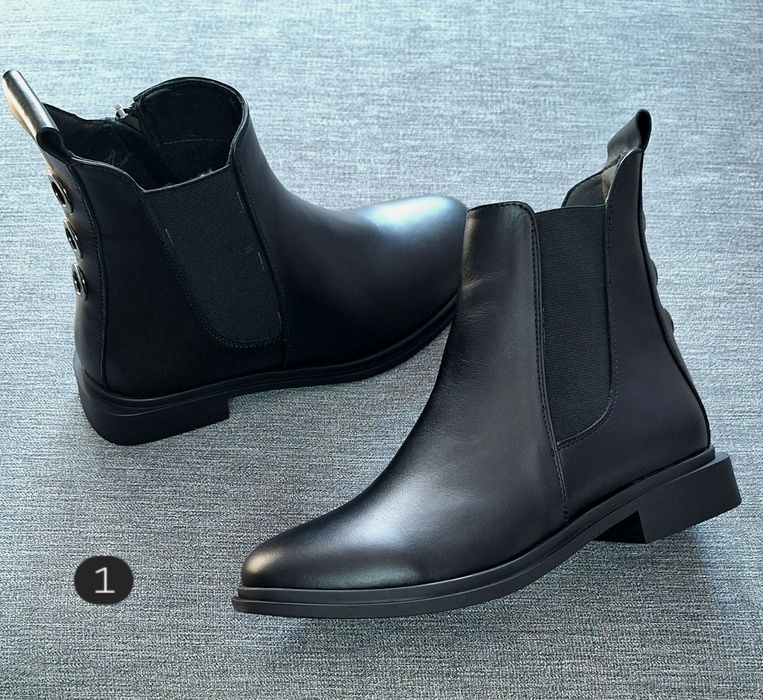 Жіночі натуральні ботинки  челсі осінні черевики чорні  36 40 41 42