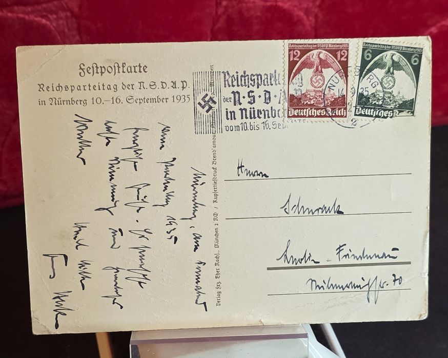 Pocztówka propagandowa Nürnberg 1935 NSDAP 3 Rzesza
