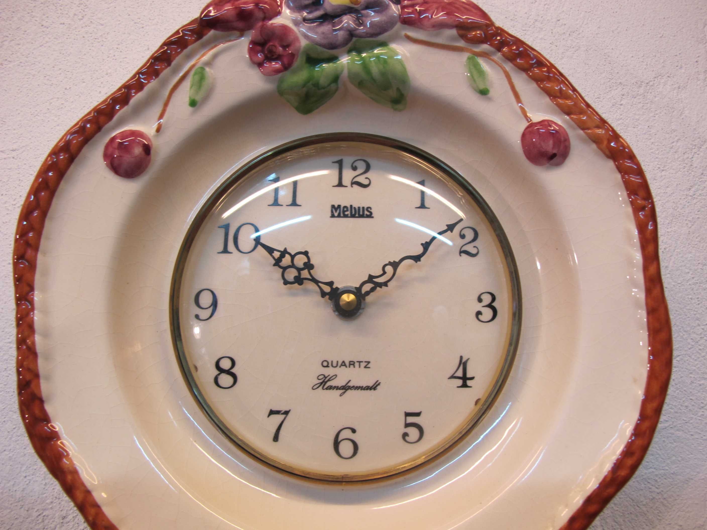 Zegar ceramiczny Mebus Junghans W737 talerz kwiaty r cznie malowany Braciejowka OLX.pl