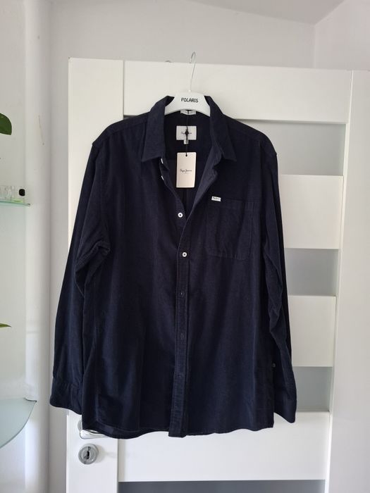 Pepe Jeans L - XL koszula sztruksowa 100% bawełna firmowa granatowa