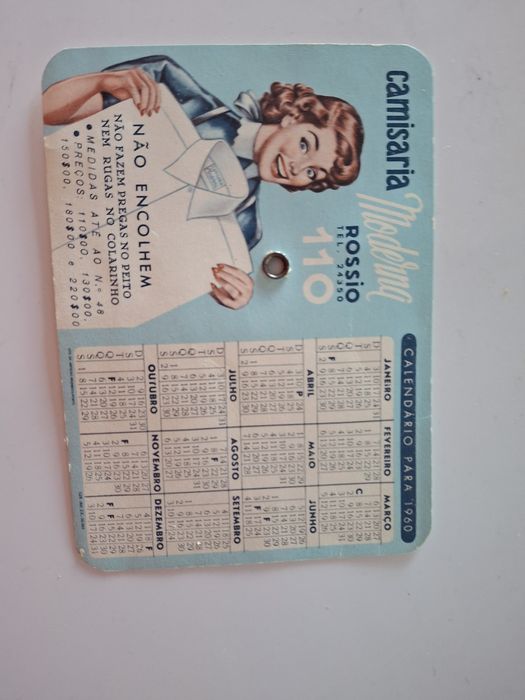 Camisaria moderna raro calendario vintage