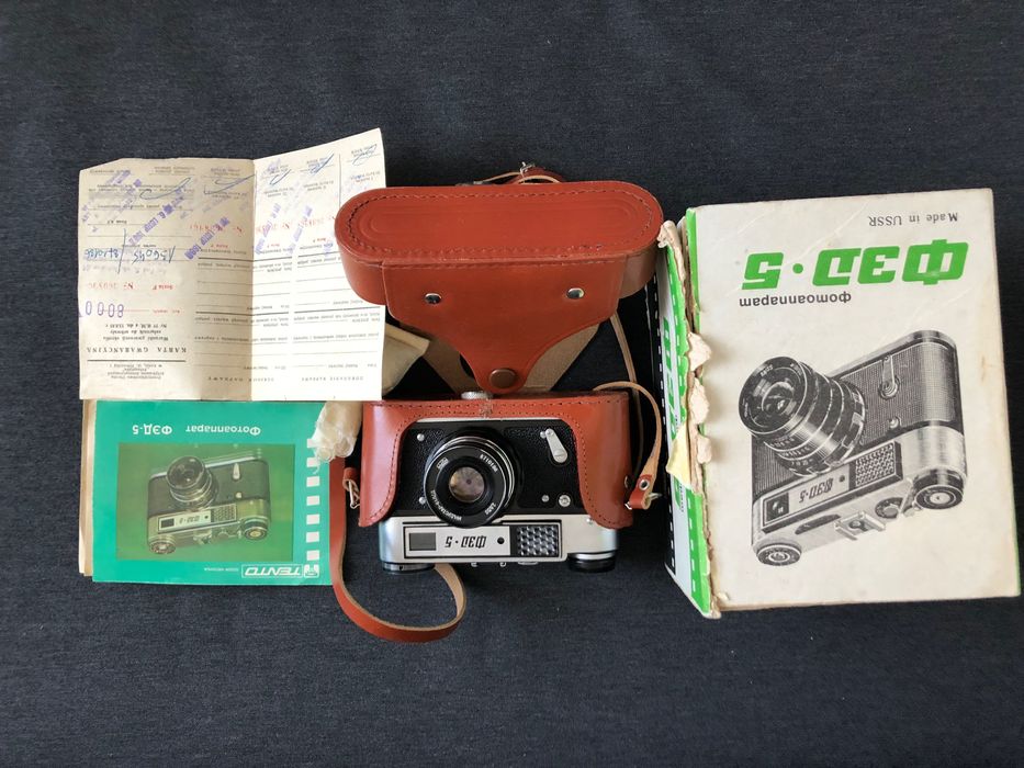NOWY Aparat fotograficzny radziecki FED 5 USSR karton paragon 1987 PRL