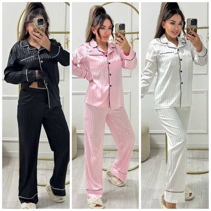 Піжама жіноча шовкова в полоска , штани і сорочка