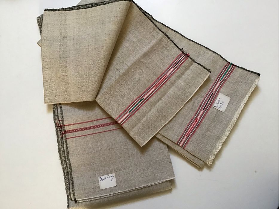 Len 100%, lniane płótno ręcznie tkane długie, premium Kresy - rezerw.