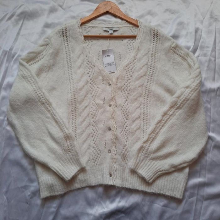 Нова мережевна вовняна біла кофта кардиган next Л-ХЛ