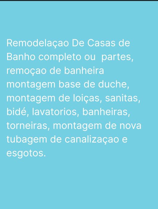 Remodelação casas de banho e cozinhas.