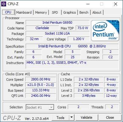 Intel Pentium Dual-Core G6950 (Socket 1156)