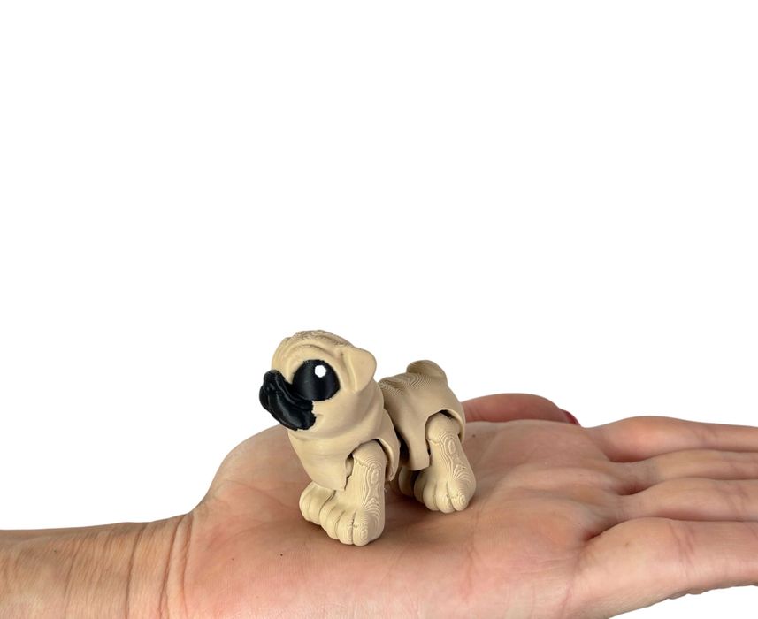 Mini Mops 3D – ruchoma, przegubowa mini figurka psa, Minimals, zabawka, pies