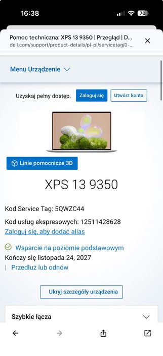 Laptop Dell XPS 13 9350 | Intel Core Ultra 7 258V | 32 GB RAM | jak nowy