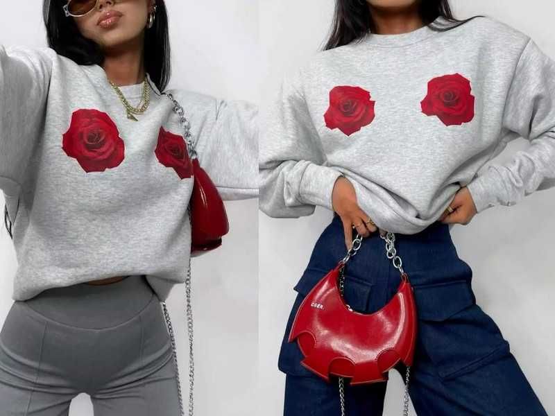 La Milla kultowa bluza z różami flowers melanż kwiaty Viral