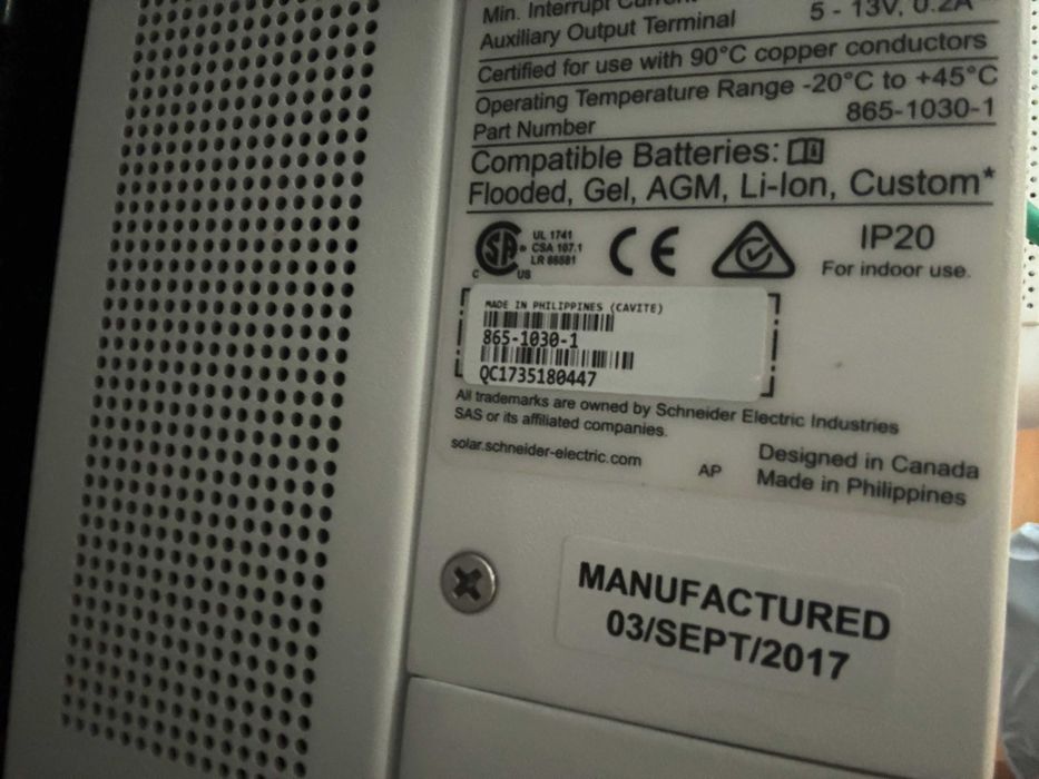 MPPT 60A  Schneider para sistema solar domestico