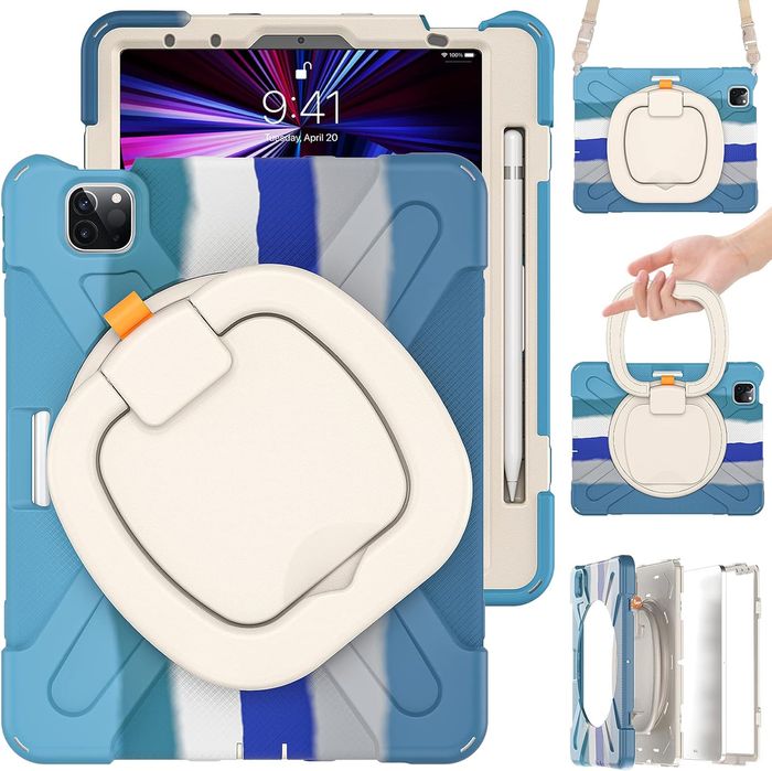 Etui na Tablet iPad Pro 3/2/1 11" ze Stojakiem Wytrzymałe Niebieskie