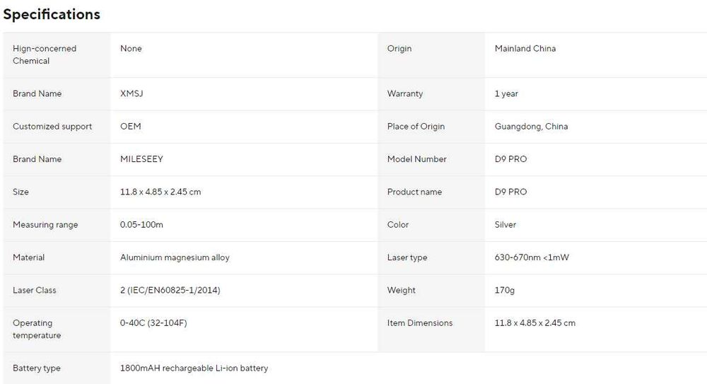 Цифровой лазерный дальномер Mileseey D9 PRO лазерна рулетка 100 м