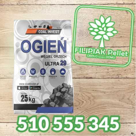 Węgiel orzech OGIEŃ ULTRA 29 workowany TRANSPORT GRATIS