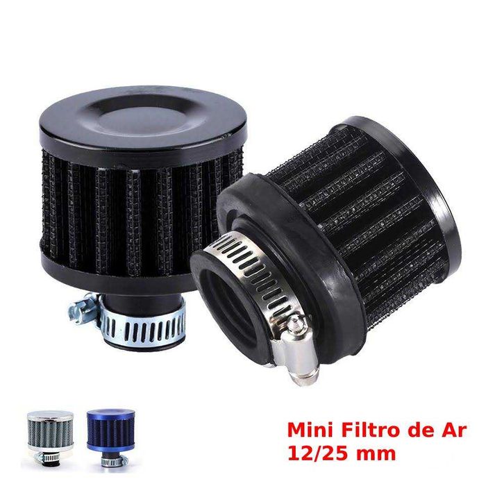 Filtros de ar 12 mm 25 mm cromado preto vermelho azul moto