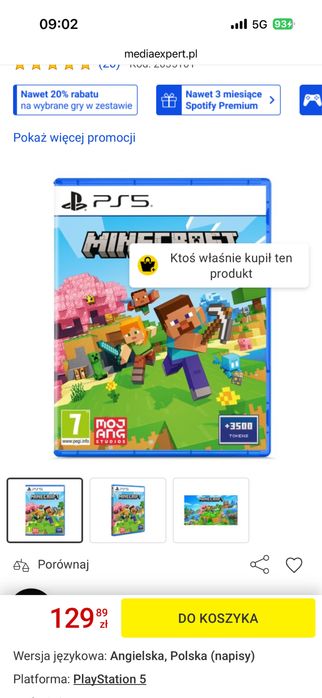 Gra Minecraft PS 5