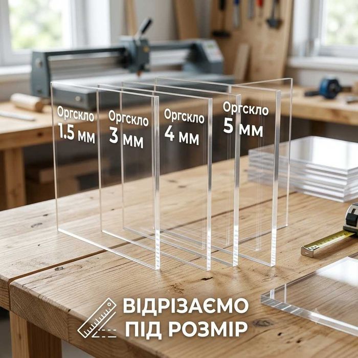 Оргскло по розміру. В наявності листи 1.5 мм 3 мм 4 мм 5мм. Прозорий пластик Акріл. Оргстекло Акрил Прозрачный пластик. Порезка по размеру