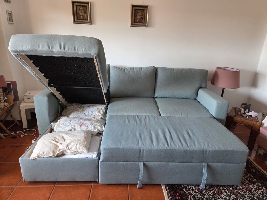 Sofá-cama IKEA BÅRSLÖV de 3 lugares com chaise longue – Excelente estado