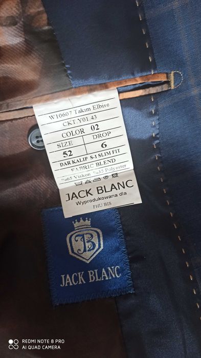 Garnitur nowy roz 52 slim, dowóz do 35 km