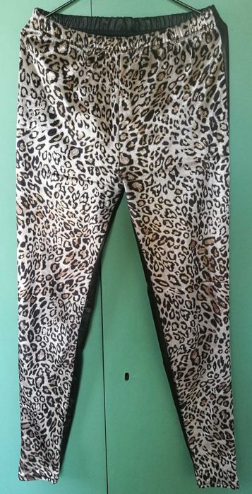 Legginsy damskie panterka błyszczące M/L