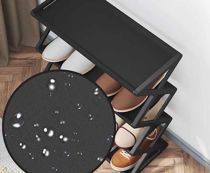 Розбірна полиця для взуття 4 рівні, чорна, компактна 42×18,5×49,5 см