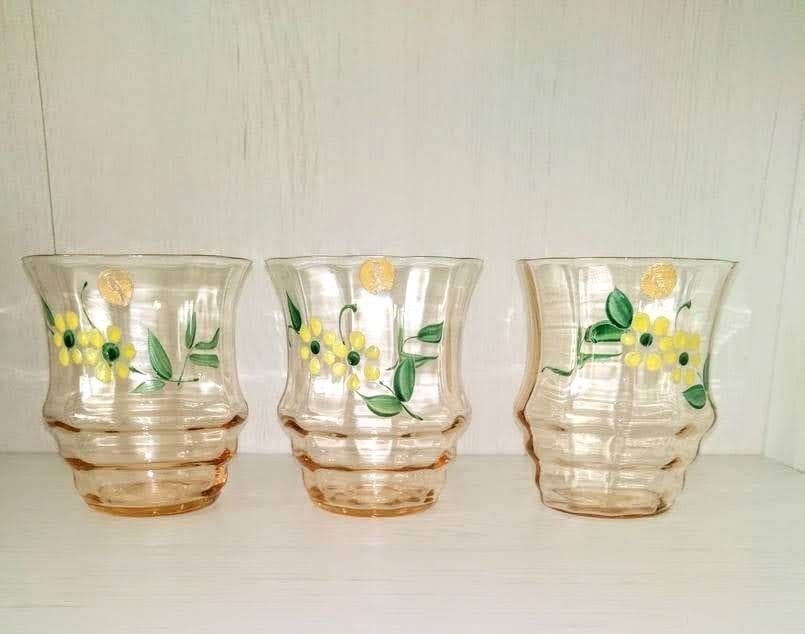 Szklaneczki vintage malowane ręcznie 5 szt