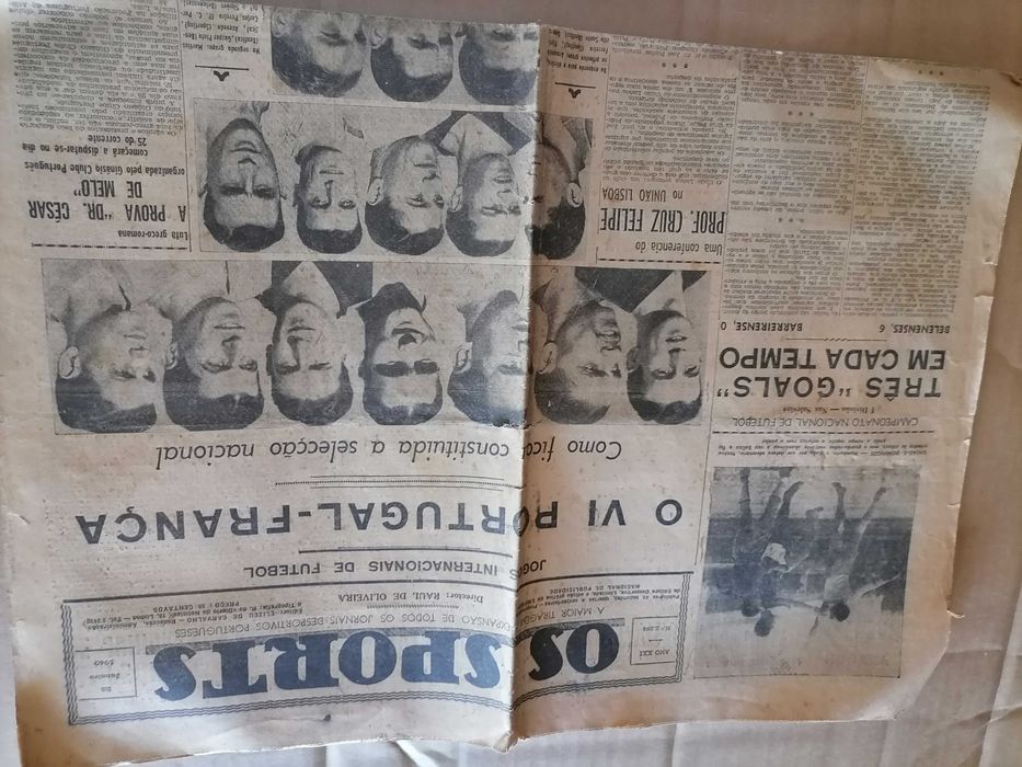 Jornal OS SPORTS 1940 Portugal x França c/PEYROTEO e ESPÍRITO SANTO